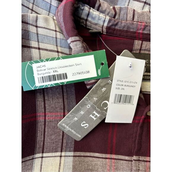 Jachs Men’s Red White Plaid Bolivar Doublecloth Button Down Shirt Size 2XL NWT - Picture 8 of 10